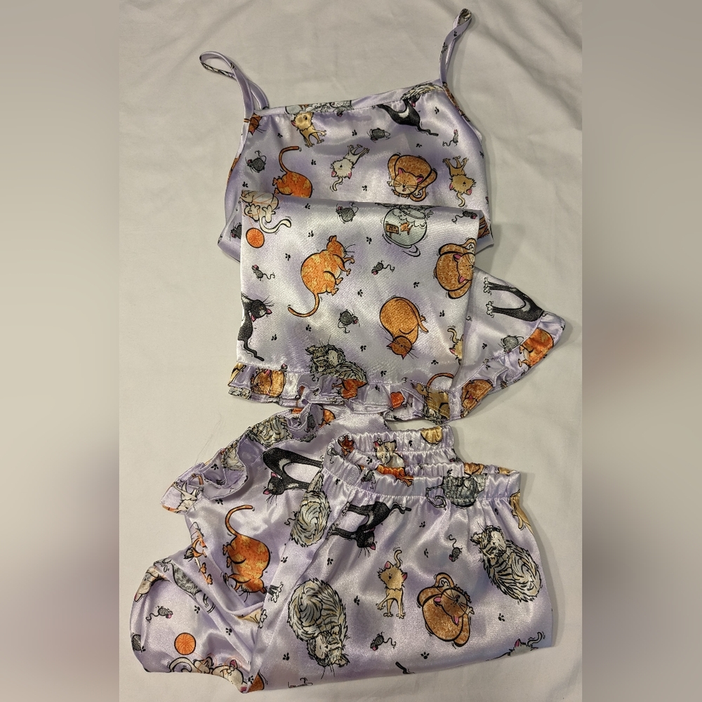 Pijayz by Sara's Prints 2 Piece Pajama Set Cats Kittens Girls Size 10 NWT